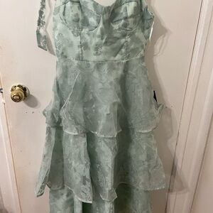 Lulu's Mint Green Floral Dress